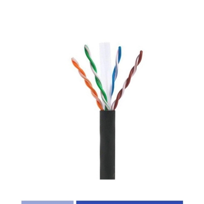 UTP আউটডোর Cat6 ক্যাবল 23AWG সলিড কপার 4 জোড়া PE জ্যাকেট কালো 305Mtr