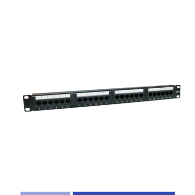 Unshielded Cat6 24 পোর্ট প্যাচ প্যানেল 1U র্যাক ক্যাবল ম্যানেজার সঙ্গে মাউন্ট