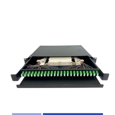 24 পোর্ট LC/APC দ্বৈত 1U ফাইবার অপটিক প্যাচ প্যানেল 19